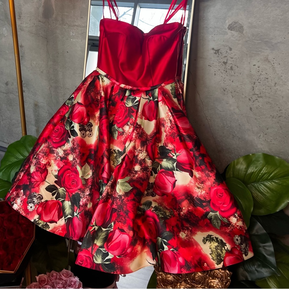 🌹 ROMANTIC RED ROSE DRESS